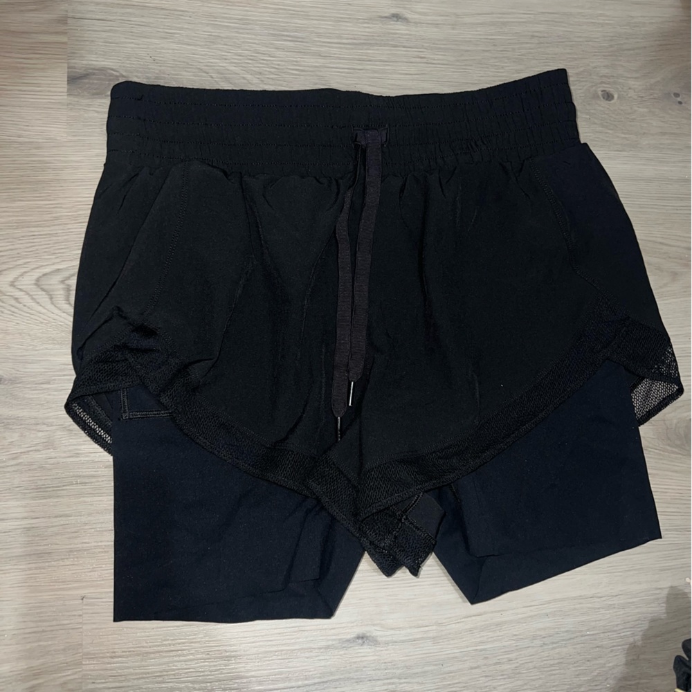 SPANX Out of Office Flowy Shorts XL Black 2-in-1 Lined High Rise Athletic